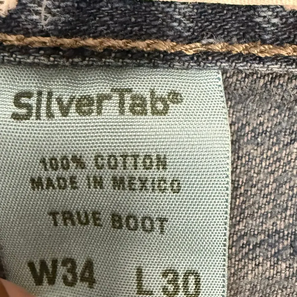 Y2K Levi's SilverTab 34X28 True Boot Jean Distressed Crop 90s Grunge Vintage Dad